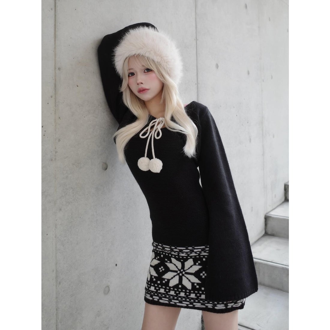 ダーリッチ Darich ノルディックパネルニットミニワンピース