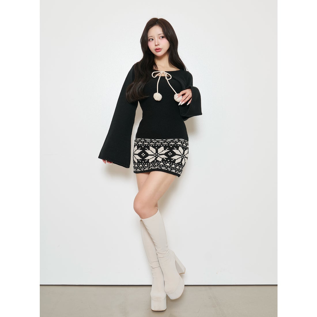 ダーリッチ Darich ノルディックパネルニットミニワンピース