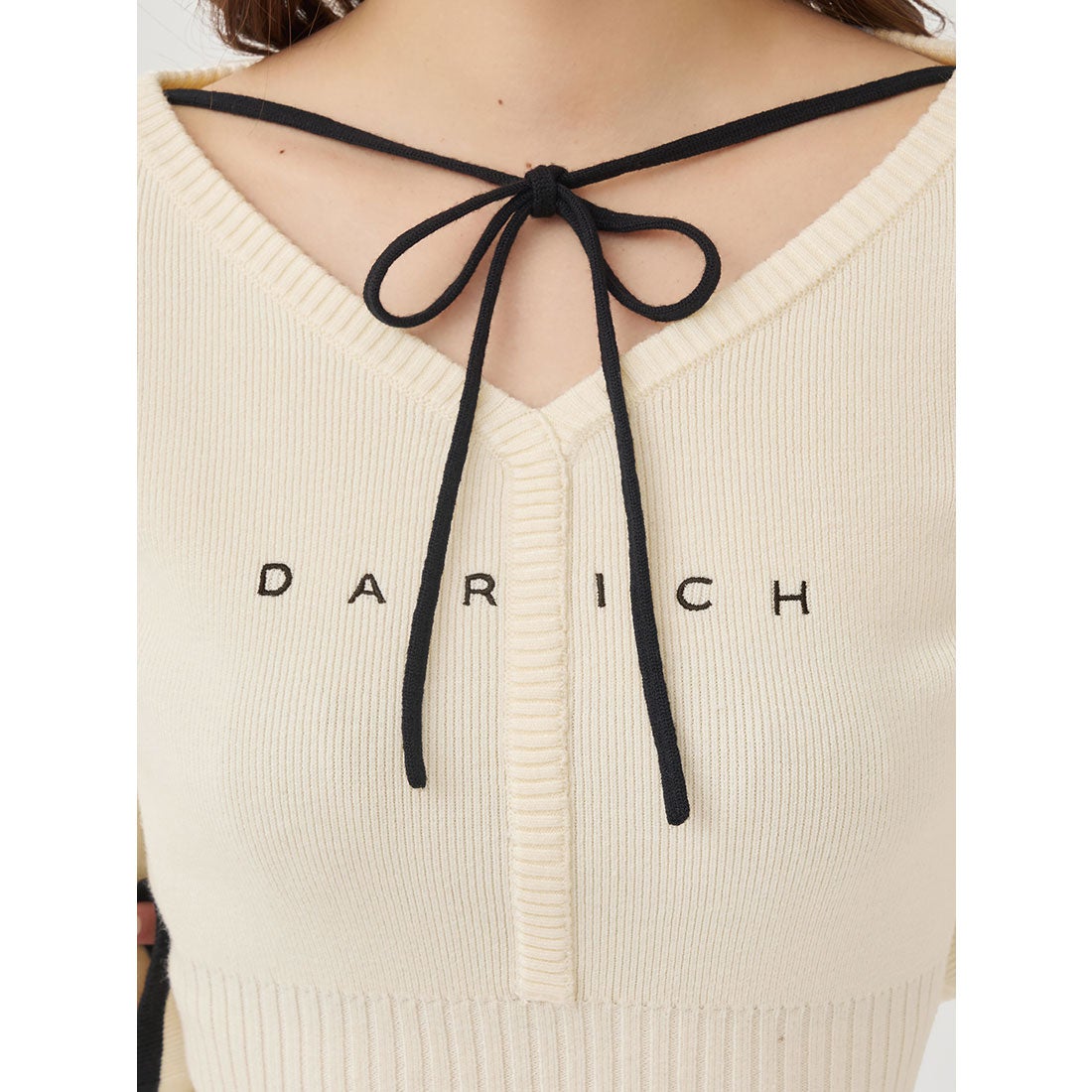 ダーリッチ Darich ウエストオープンリボンデザインニットミニ