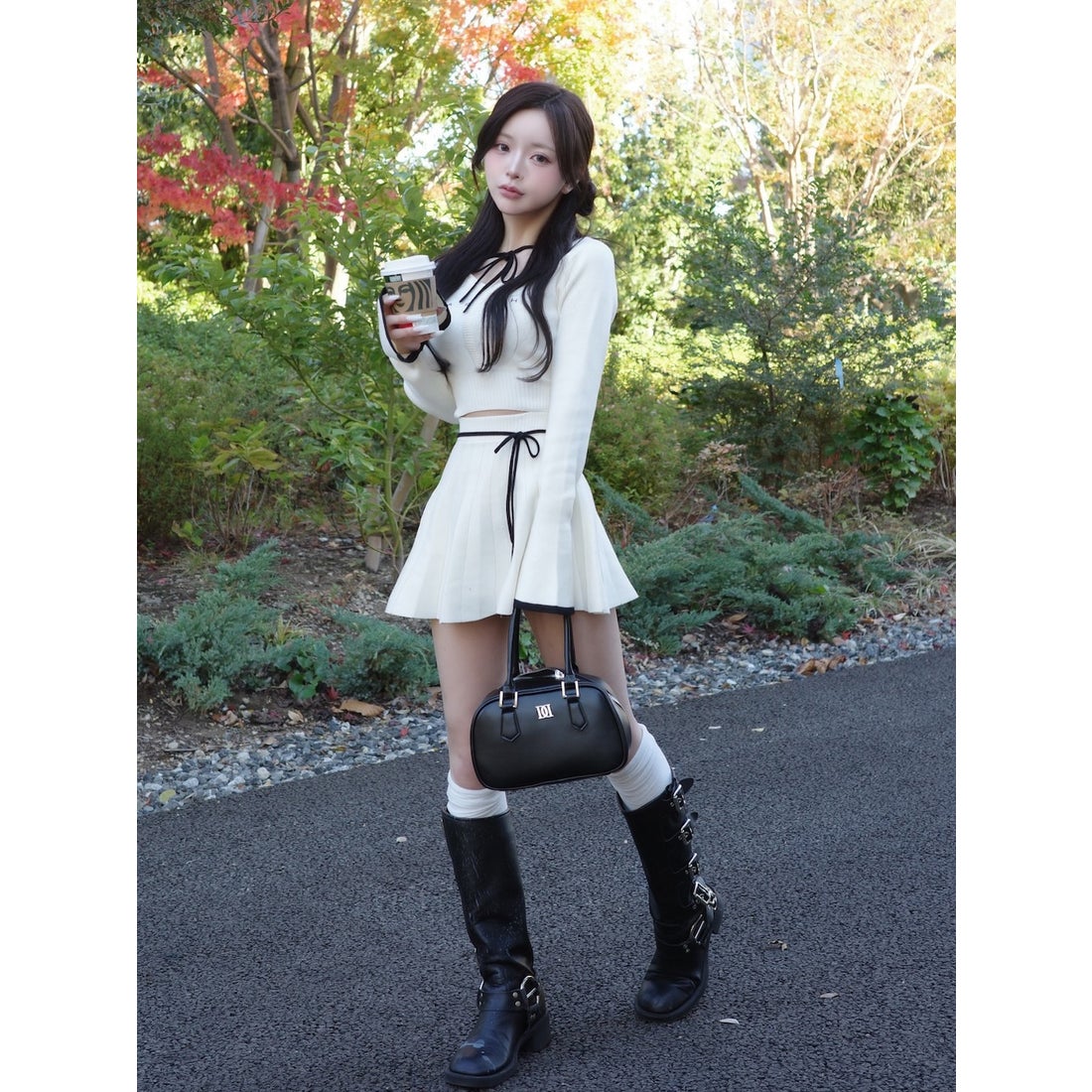 ダーリッチ Darich ウエストオープンリボンデザインニットミニ