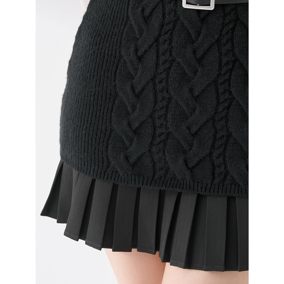 ダーリッチ Darich シャツドッキングプリーツニットミニワンピース