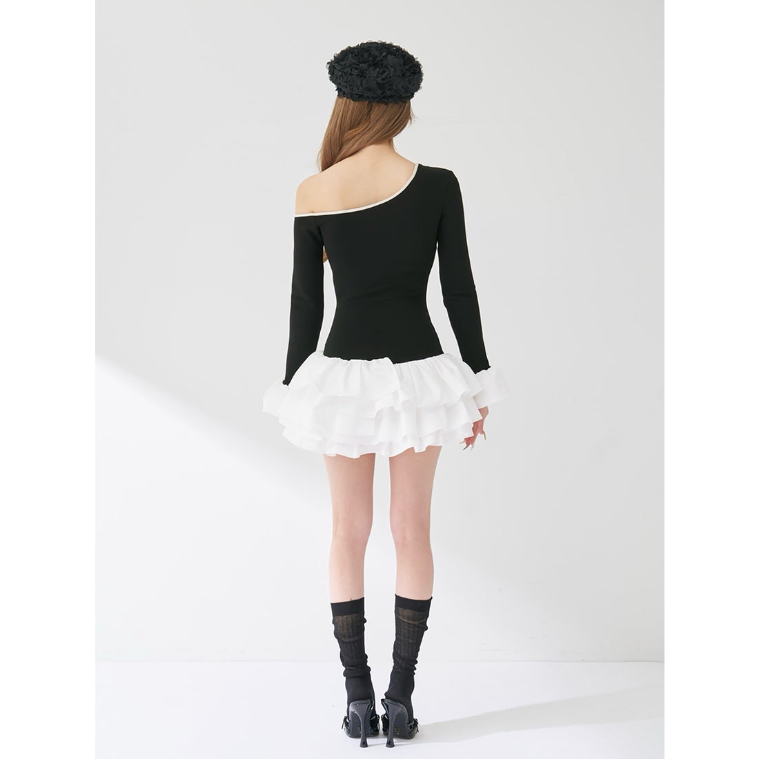 ダーリッチ Darich デザインネックリボンミニワンピース （ブラック