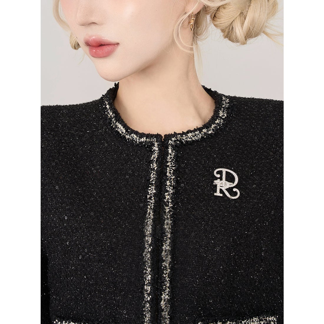 ダーリッチ Darich スパンコールツイードジャケット （ブラック