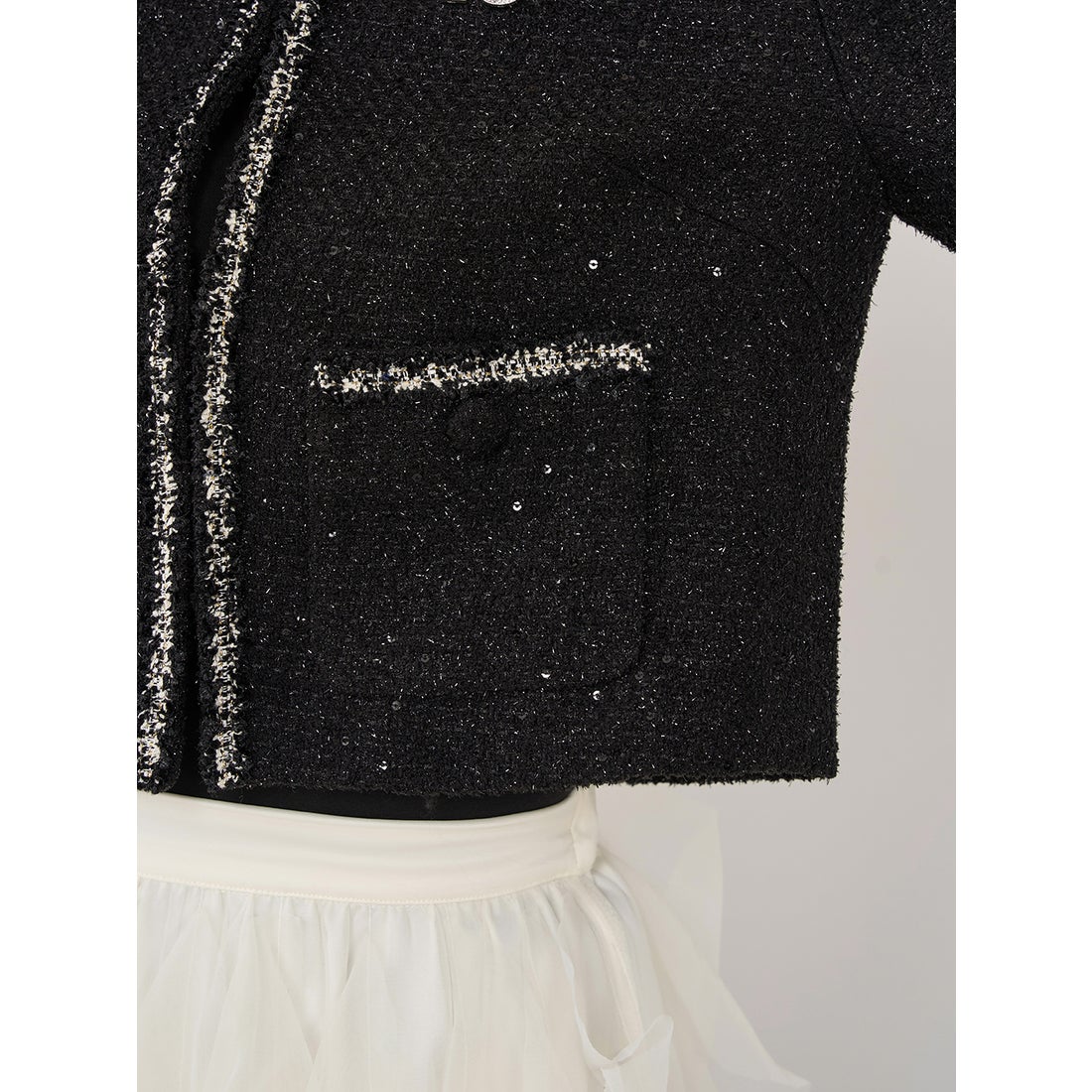 ダーリッチ Darich スパンコールツイードジャケット （ネイビー） -靴