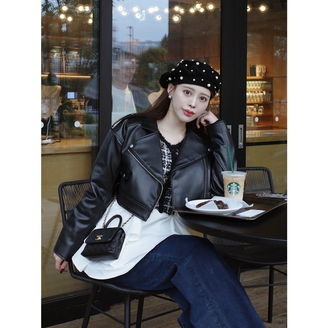 ダーリッチ Darich ドロップショートライダースジャケット （ブラック