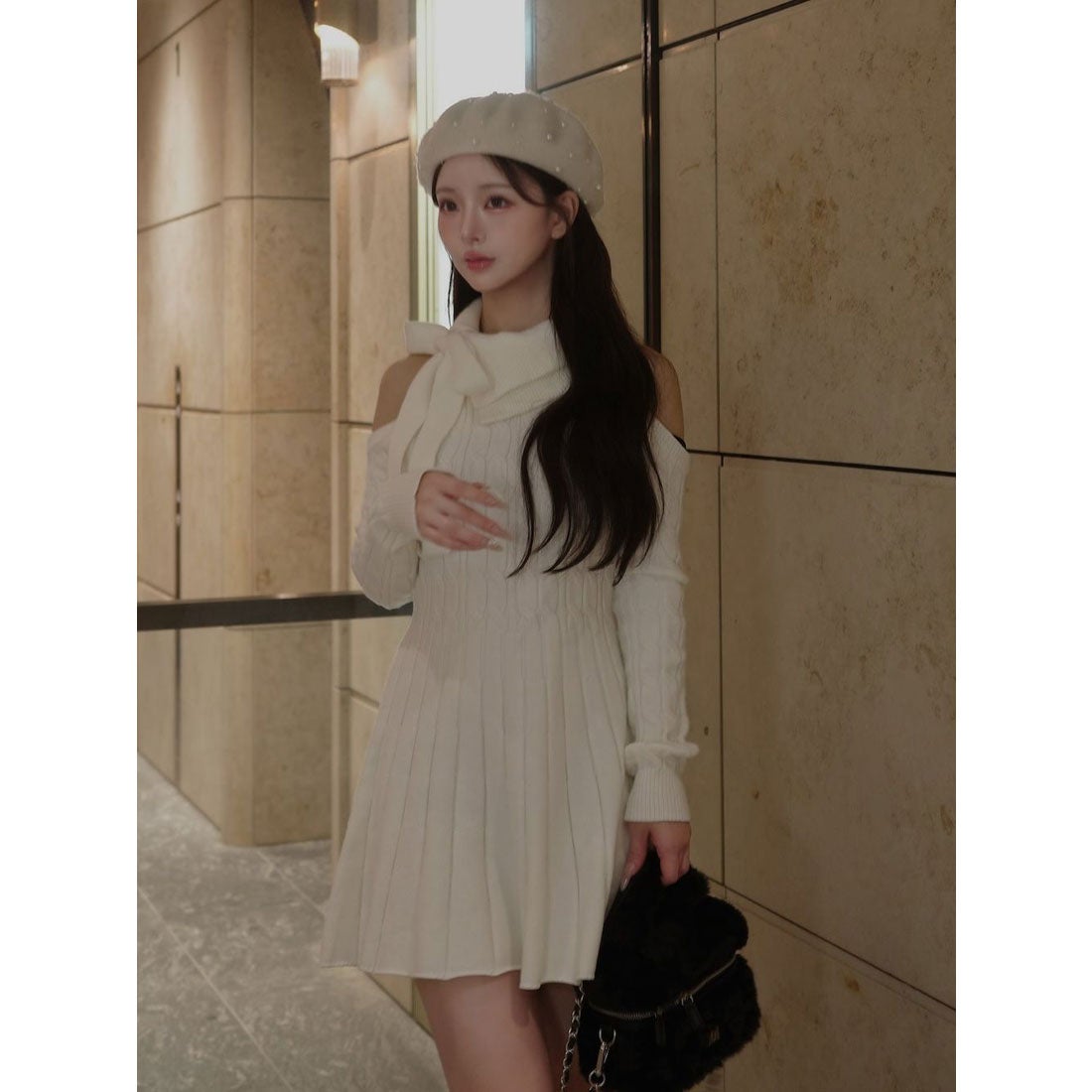 ダーリッチ Darich アメスリフレアニットミニワンピース （ブラック