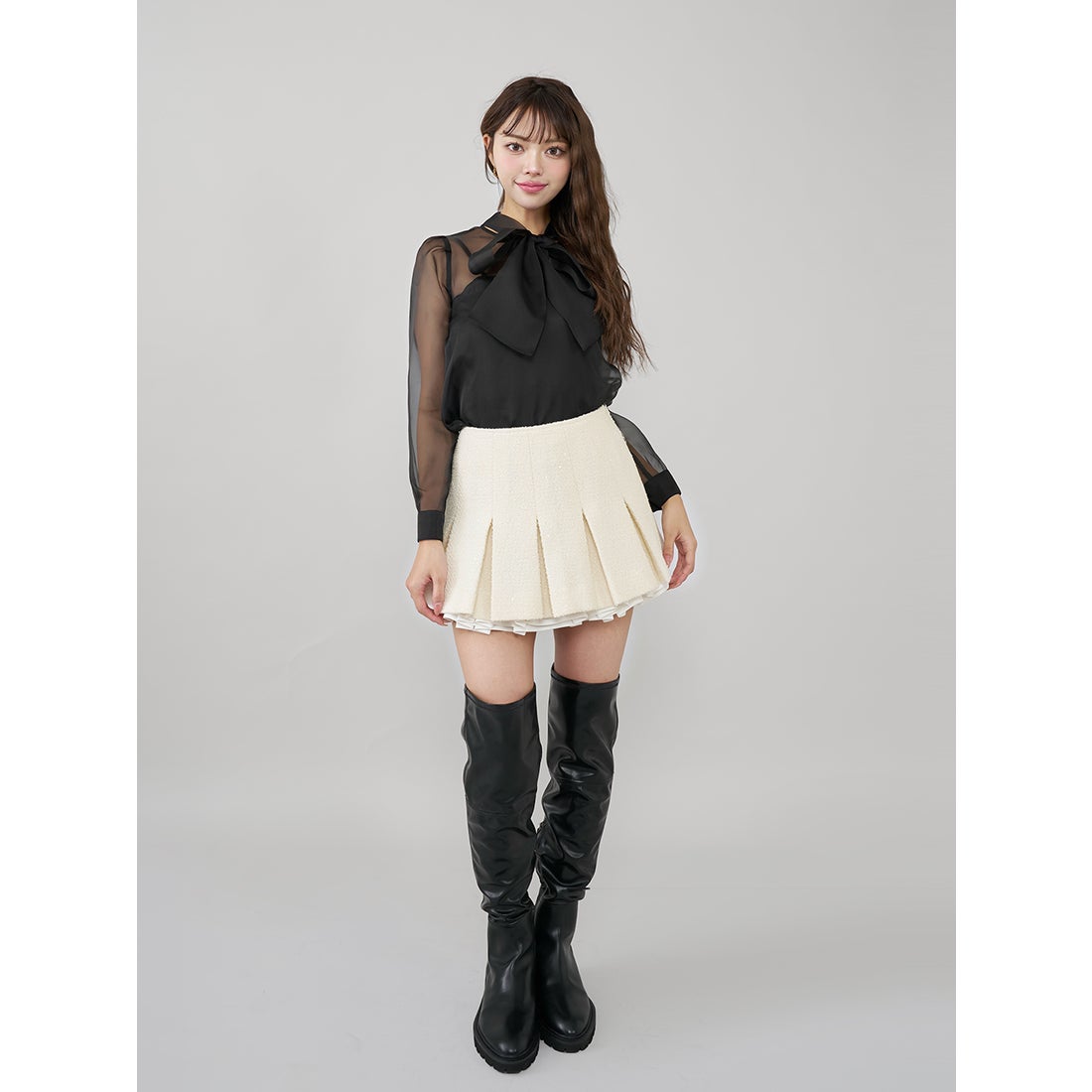 ダーリッチ Darich シアーパフショルブラウス （ブラック