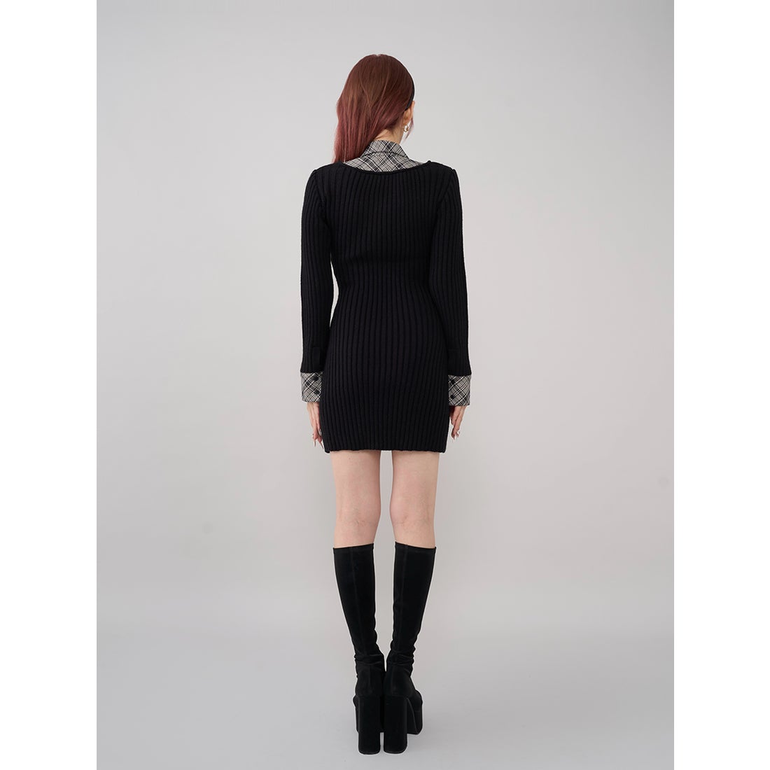 ダーリッチ Darich レイヤードライクニットミニワンピース （ブラック