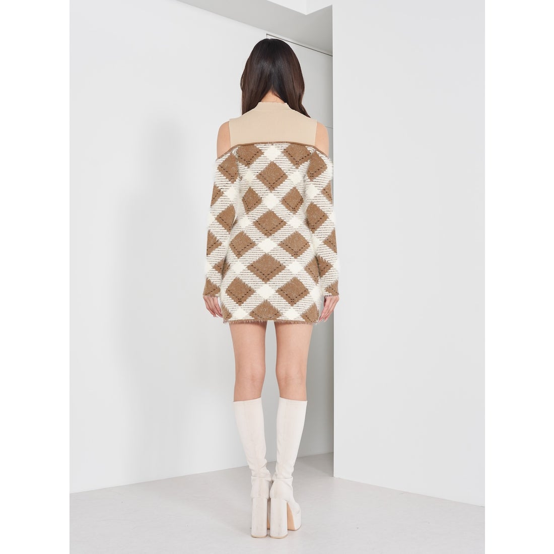 ダーリッチ Darich シャギーチェックミニワンピース （ブラック