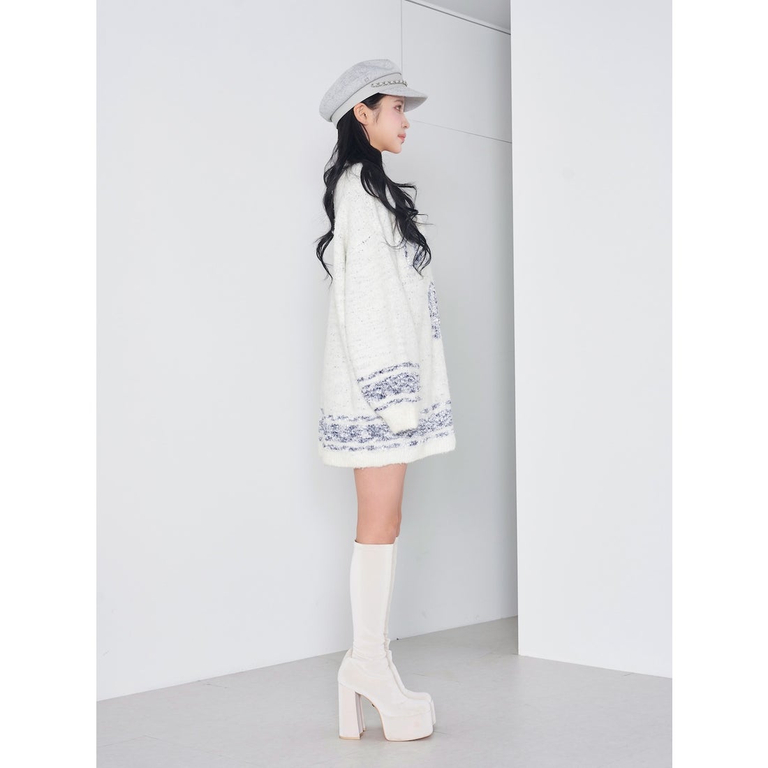 ダーリッチ Darich ミックスカラーロゴニットチュニック （ホワイト