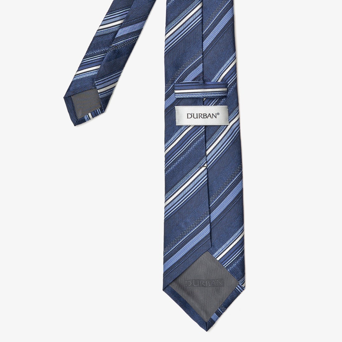 ネイビーマルチストライプネクタイ＆チーフBOX （ネイビー） -D'URBAN