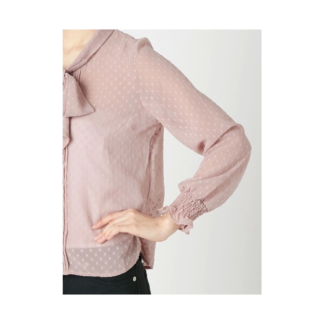 dazzlin 【sw】ドビードットボウタイブラウス（ピンク） -靴