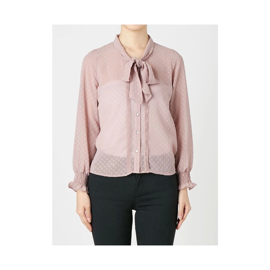 dazzlin 【sw】ドビードットボウタイブラウス（ピンク） -靴