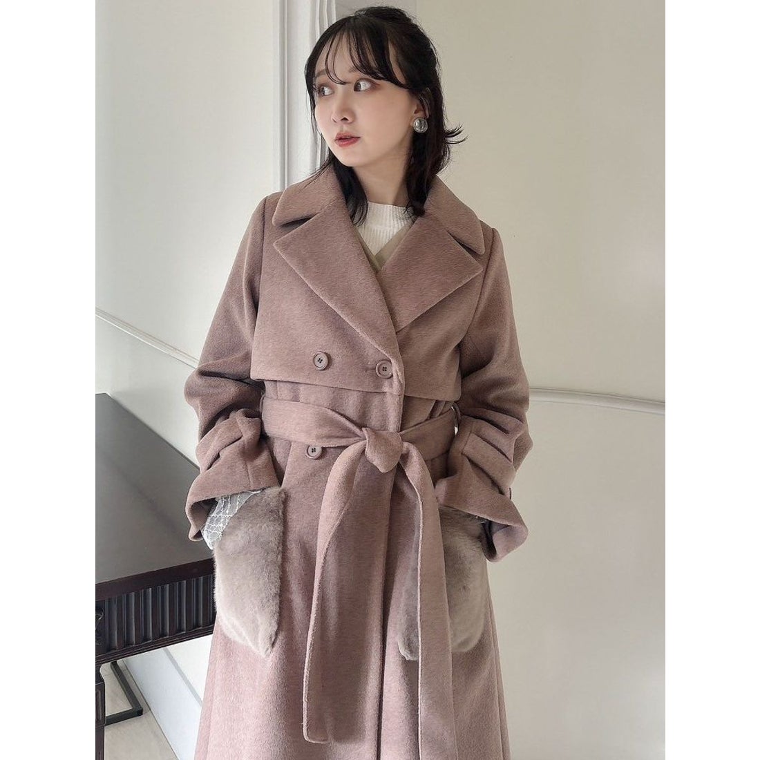 ダズリン dazzlin ポケファートレンチコート （モカ） -ファッション