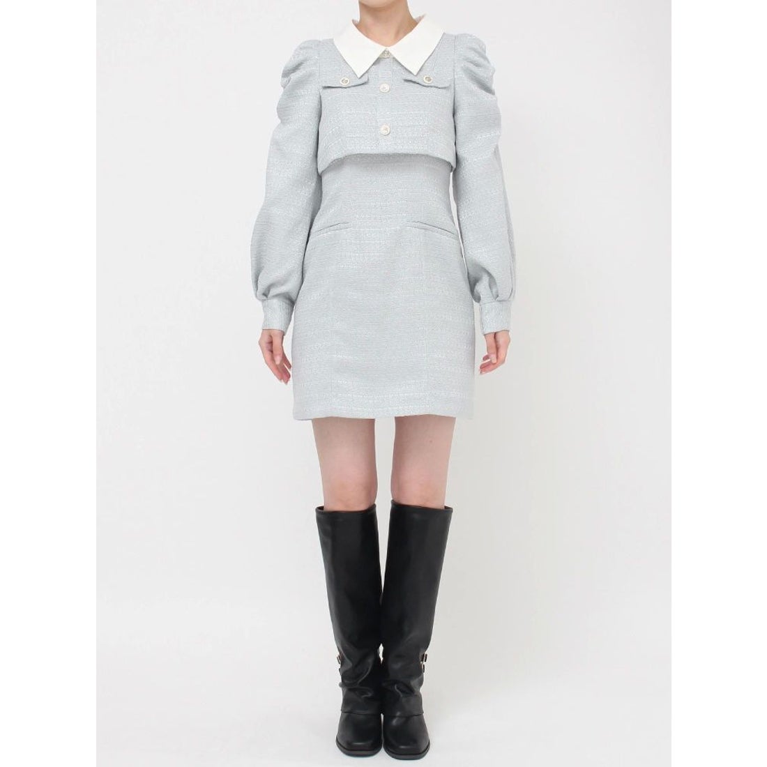 ダズリン dazzlin ツイードドッキングミニワンピース （オフホワイト