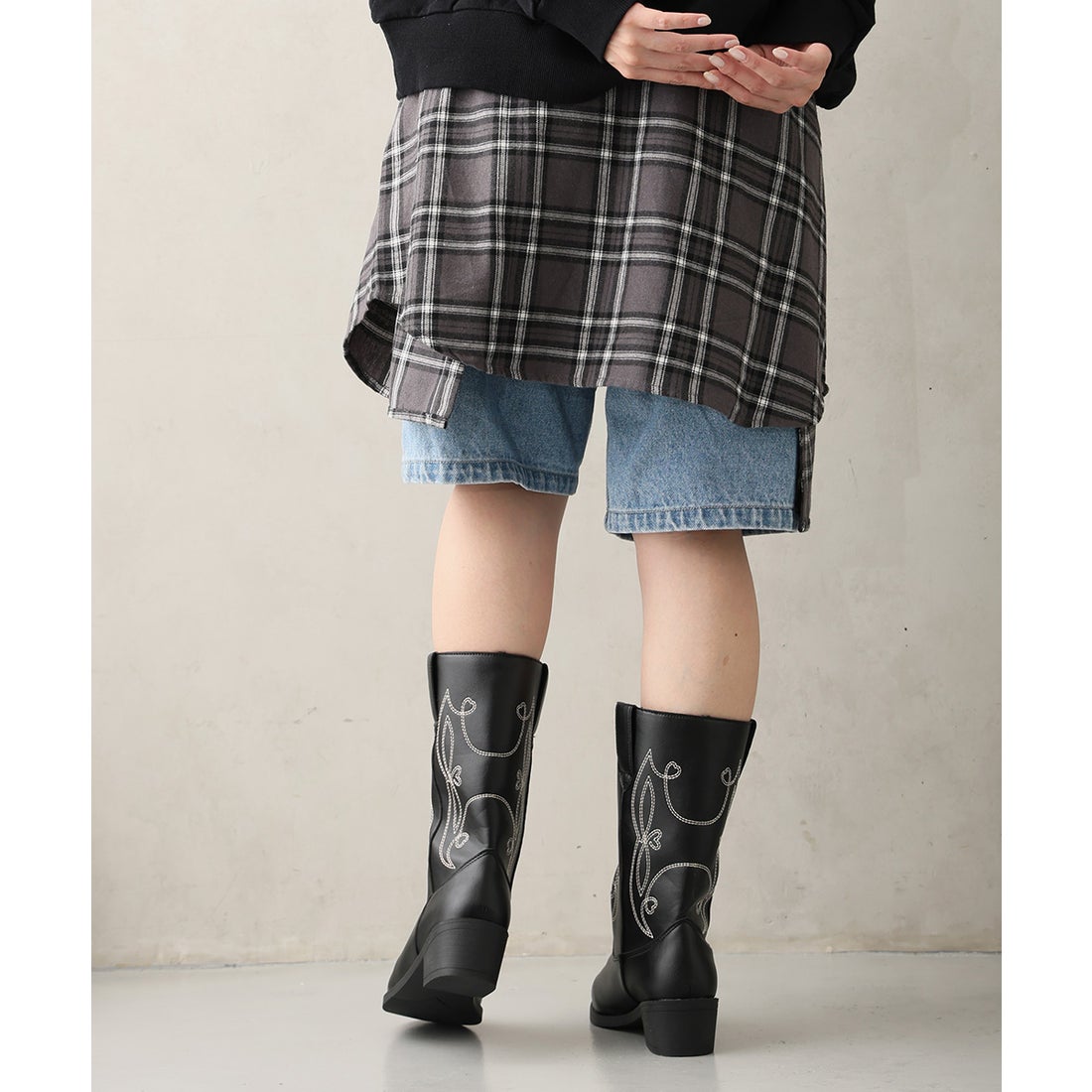 デメテル DEMETER ポインテッドトゥ ミドル丈 ウエスタンブーツ