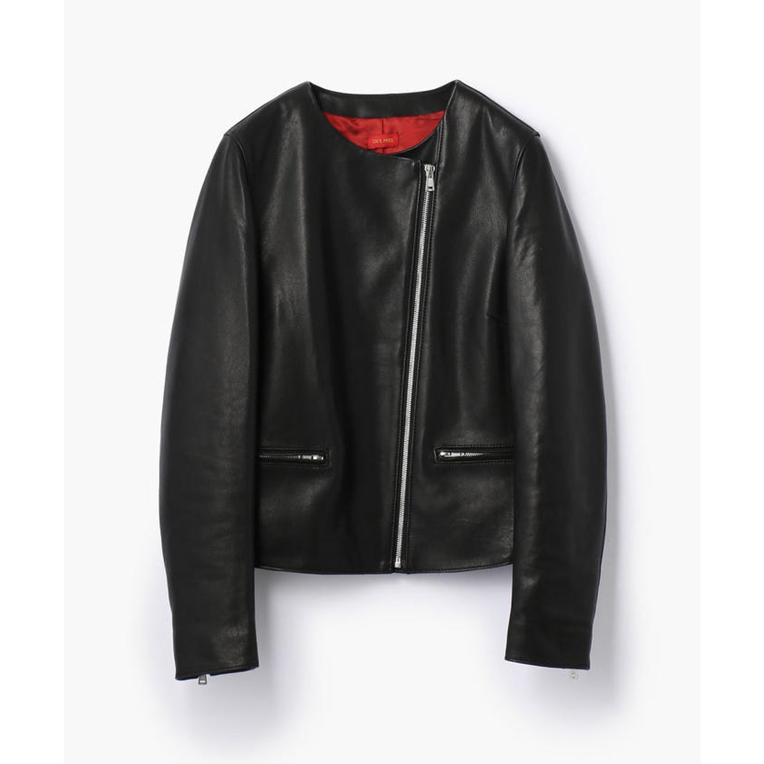 デ・プレ DES PRÉS ラムレザー ノーカラージャケット （19 ブラック