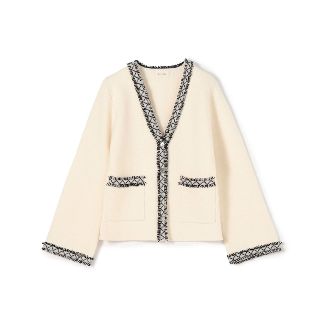 デ・プレ DES PRÉS ウールカシミヤミラノリブ Vネックカーディガン