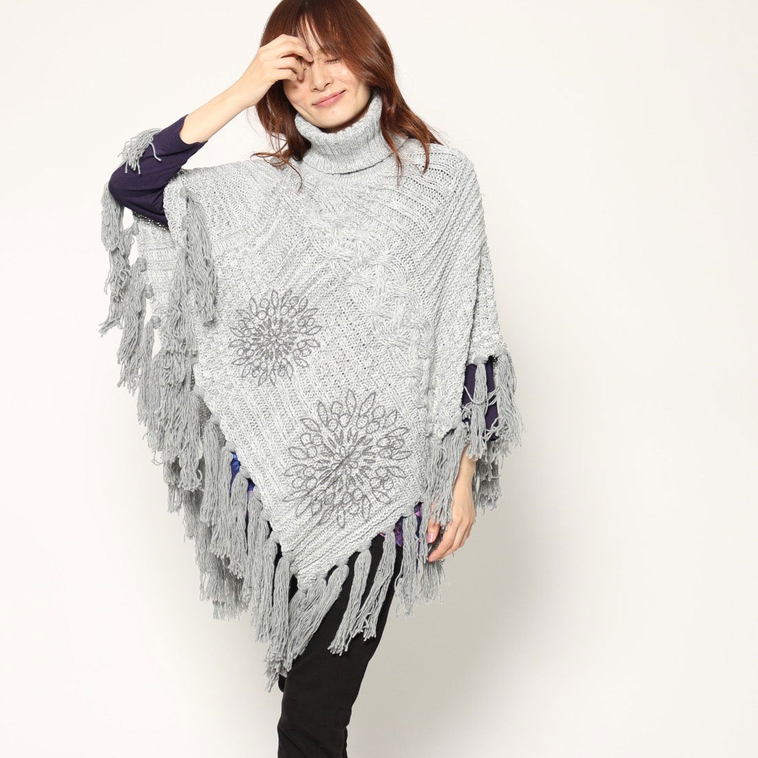 デシグアル Desigual KNITTED PONCHO_SOFT （GRAY） -アウトレット通販