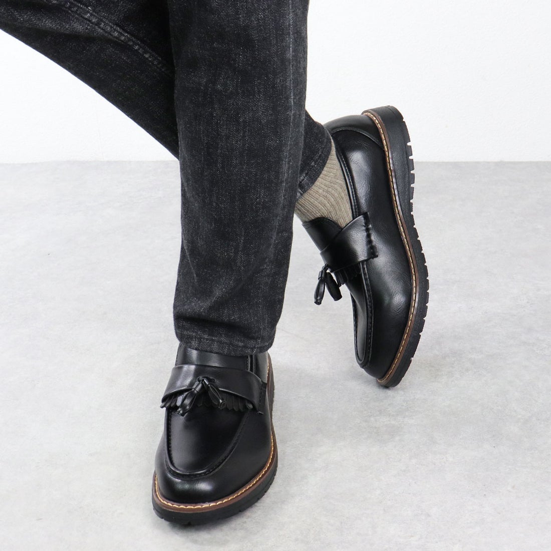 デデス Dedes フリンジ タッセルローファー/6345 （ブラック