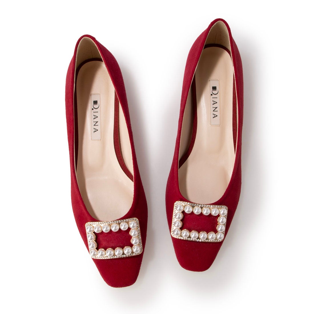 ダイアナ DIANA フラットパンプス （赤スエード） -ファッション通販