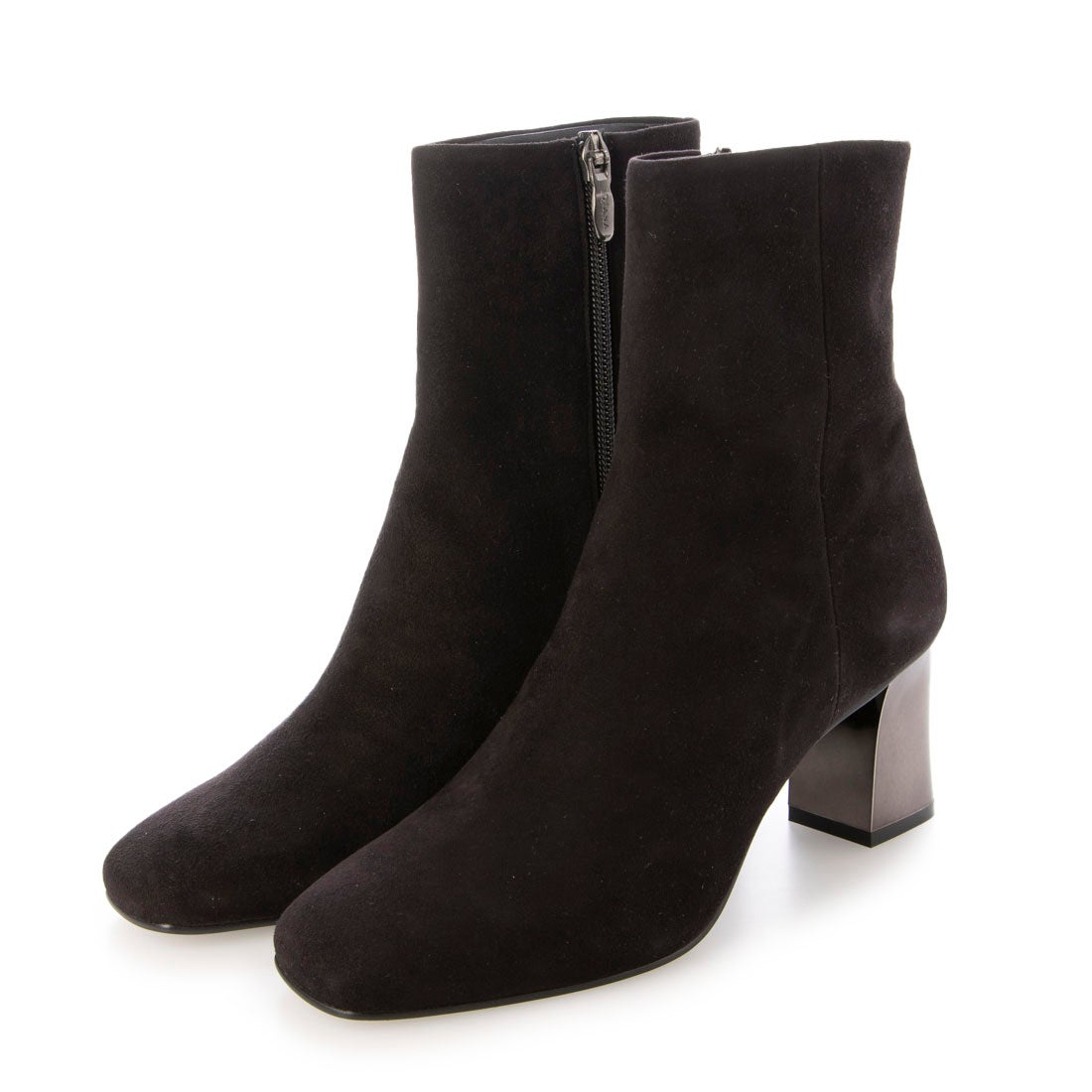 ダイアナ DIANA シンプルショートブーツ （黒スエード） -靴