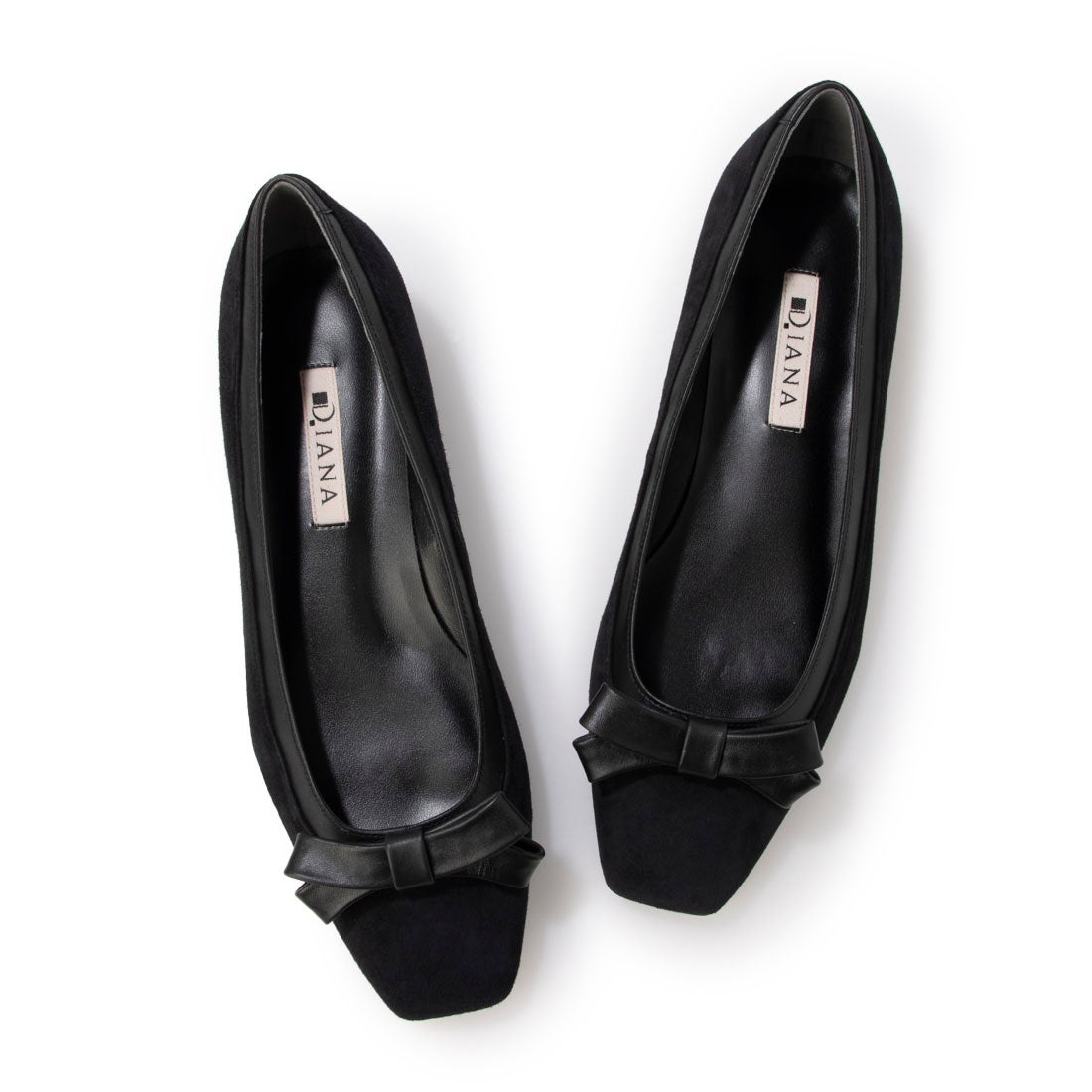 ダイアナ DIANA フラットパンプス （黒スエード） -靴＆ファッション