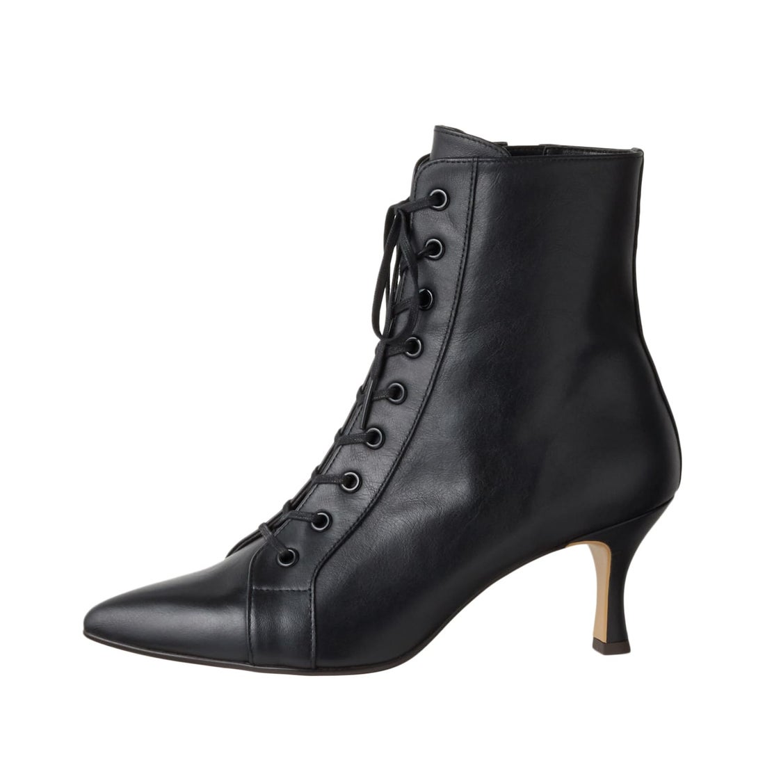 ダイアナ DIANA レースアップショートブーツ （黒カーフ） -靴