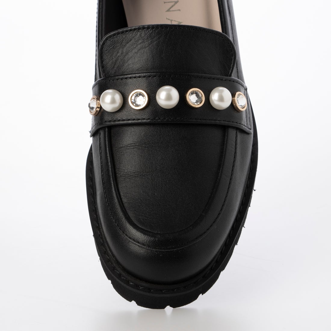 ダイアナ DIANA パール×ビジューローファー （黒カーフ