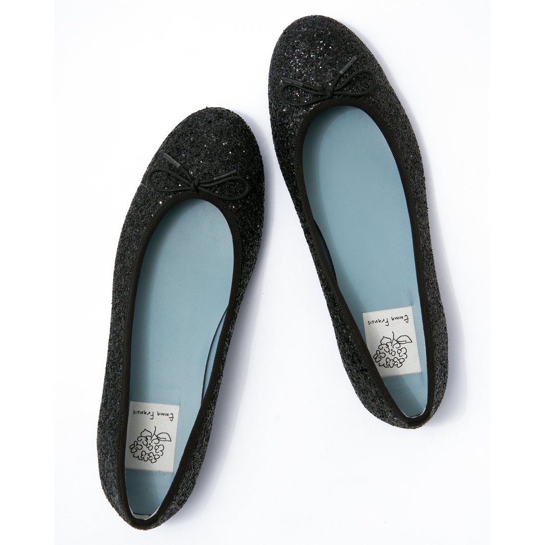 フラット バレエシューズ （ブラック グリッター） -Emma Francis