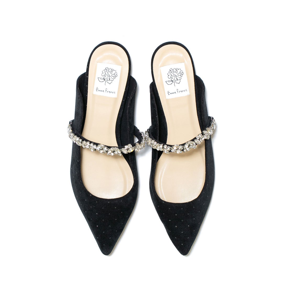 ビジューベルト ミュール （ブラック ベルベット） -Emma Francis