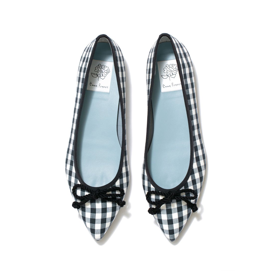 フラット バレエシューズ （ブラック チェック柄） -Emma Francis