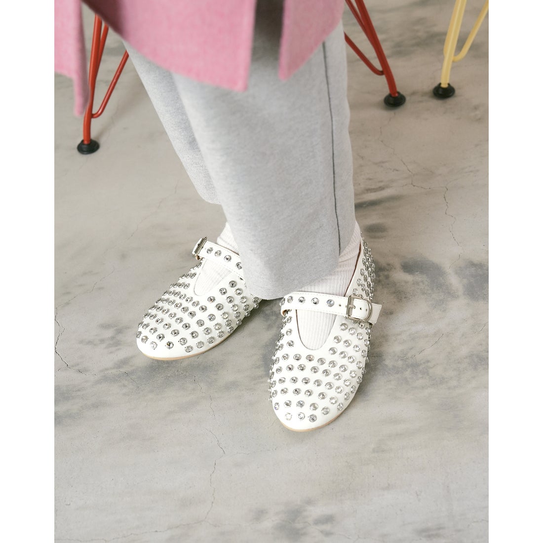 スタッズ メリージェーン （アイボリー スムース） -Emma Francis