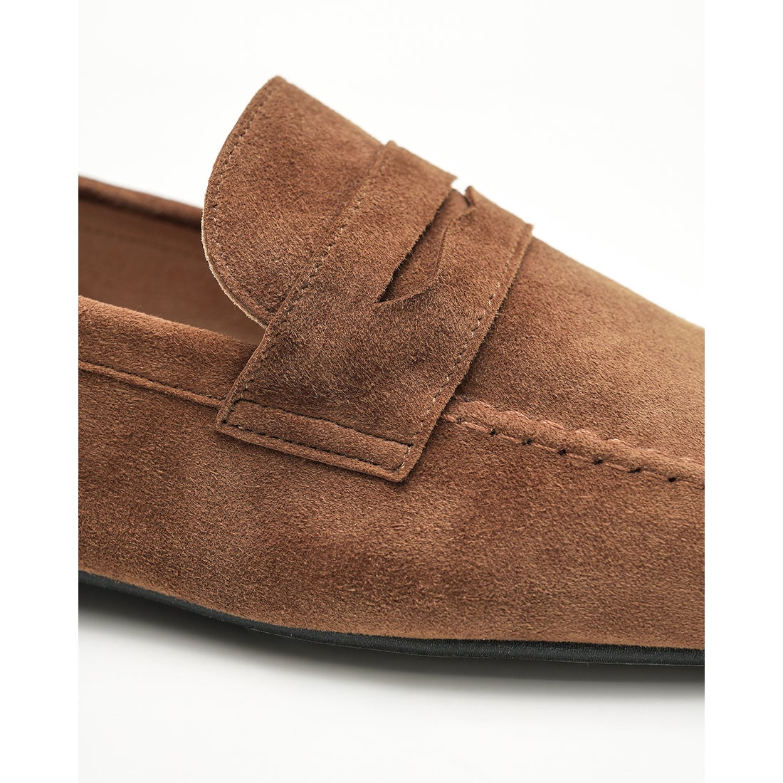 レイン対応】レザー ソフト ローファー （ブラウン レザースエード