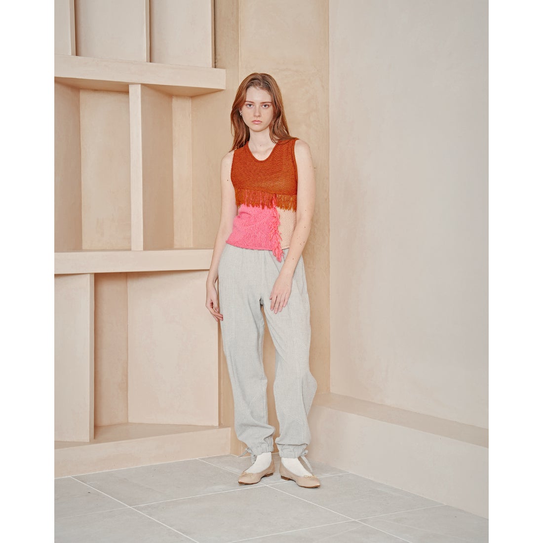 レイン対応】フラットバレエシューズ （ベージュ エナメル） -Emma