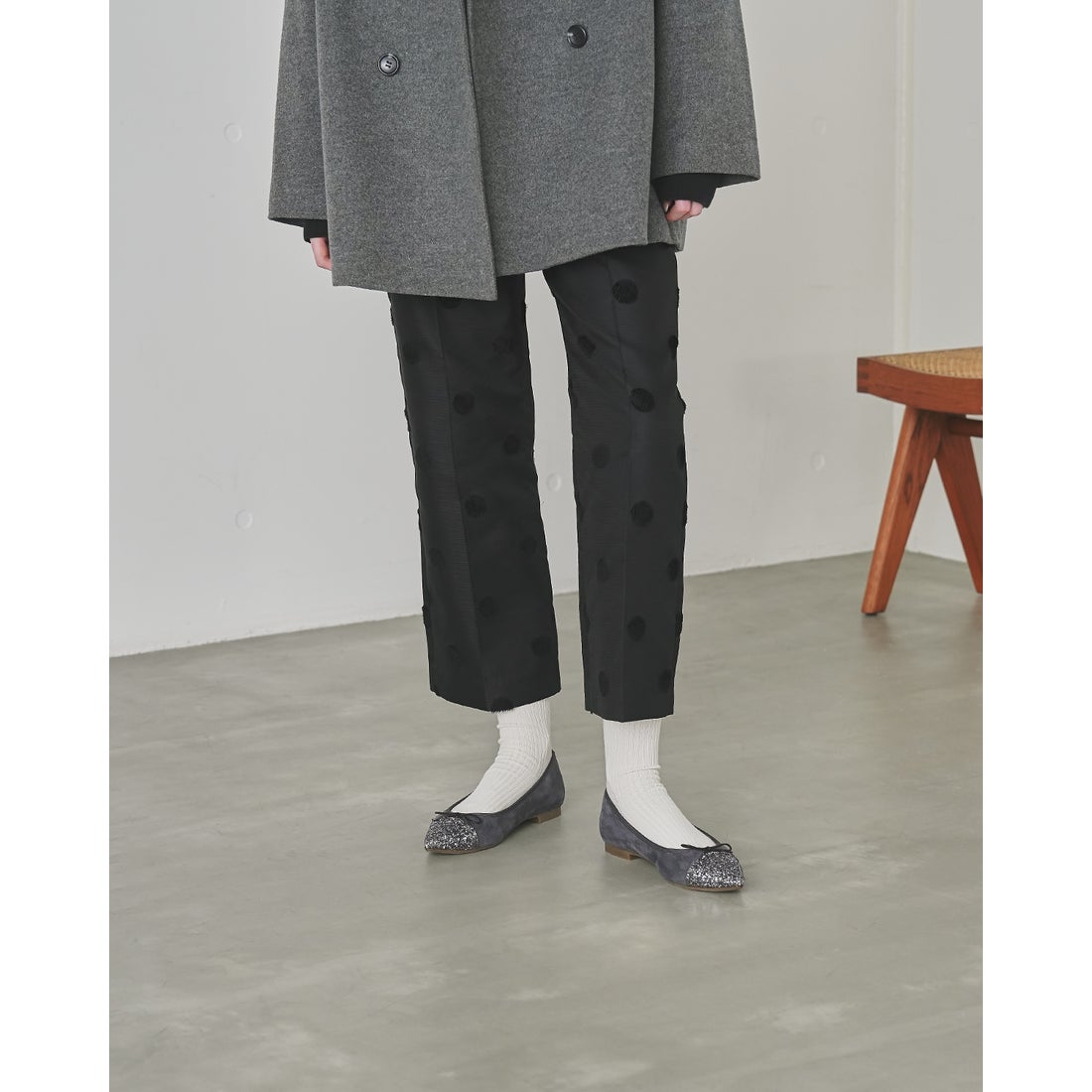 フラットバレエシューズ （グレー スエード） -Emma Francis / エマ