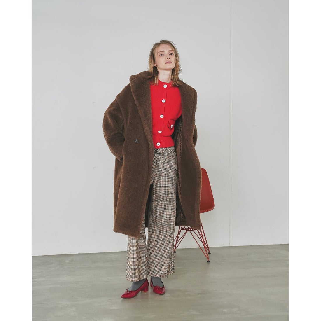 レイン対応】3cmヒール バレエシューズ （レッド エナメル） -Emma