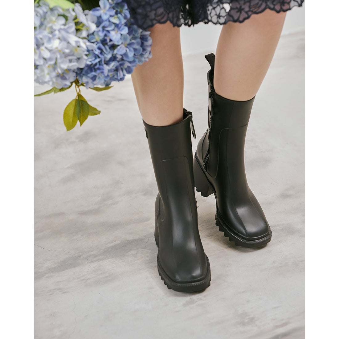 レインブーツ （ブラック ラバー） -Emma Francis / エマ フランシス