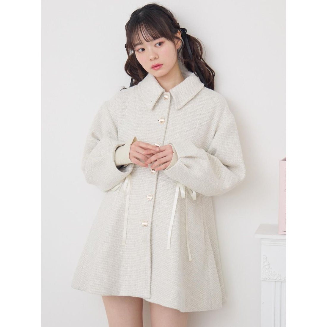 エムズエキサイト ems excite フレアツイードコート （WHT4） -靴