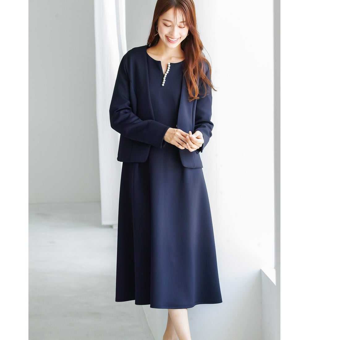 エミリアン Emilyan 無敵のワンピース＆ジャケットセット【洗濯機OK