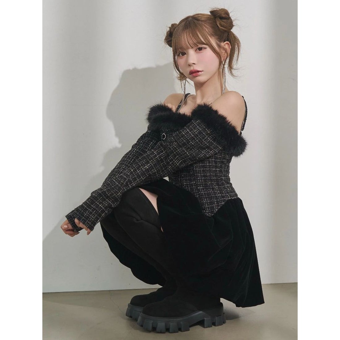 イートミー EATME ビジューストラップミニワンピース （ブラック