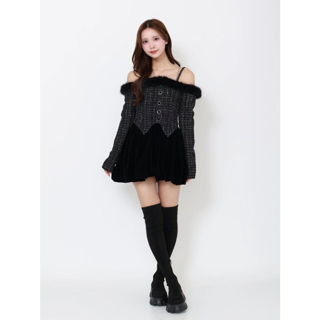 イートミー EATME ビジューストラップミニワンピース （ブラック