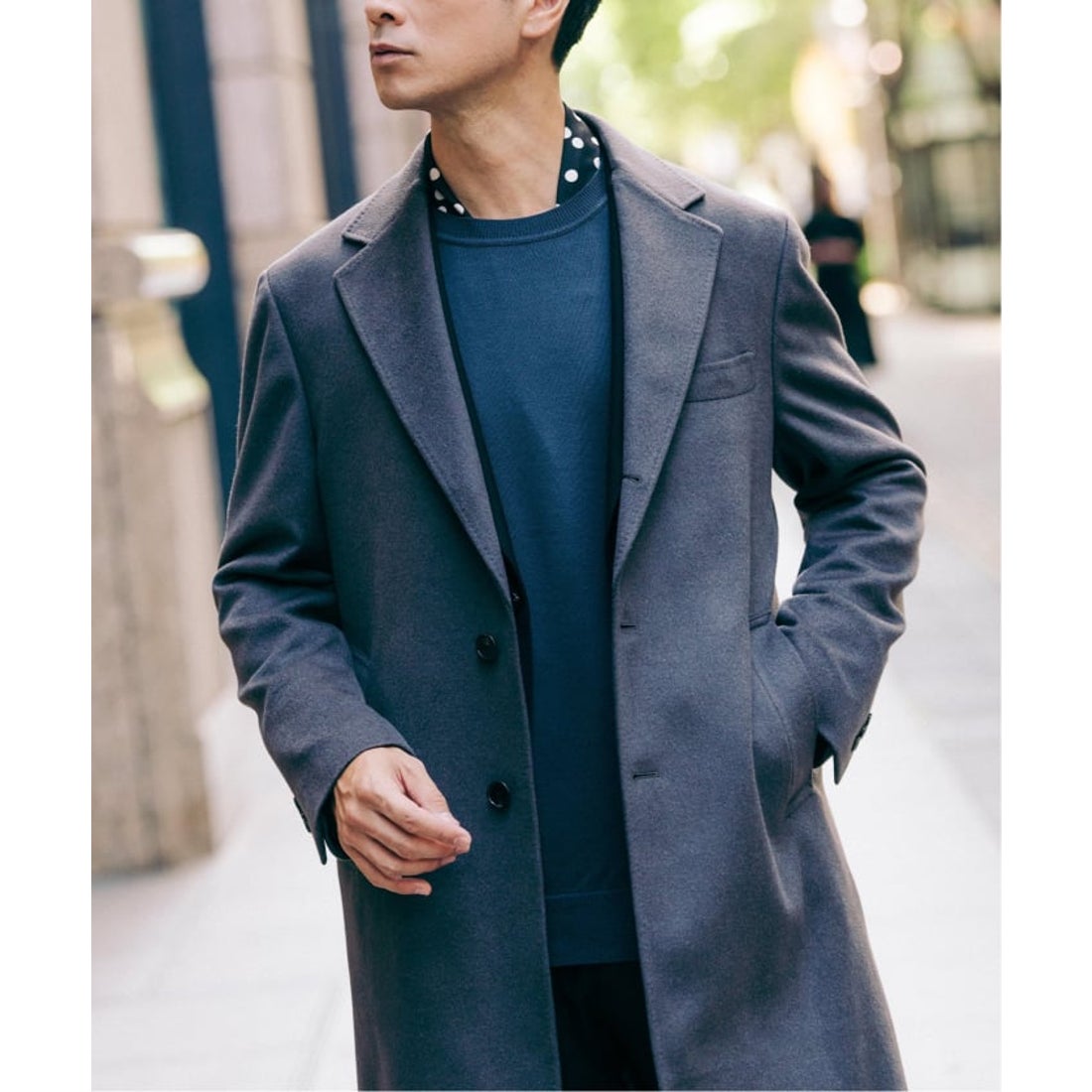 エディフィス EDIFICE SUPER 140's ウール / カシミヤ チェスター