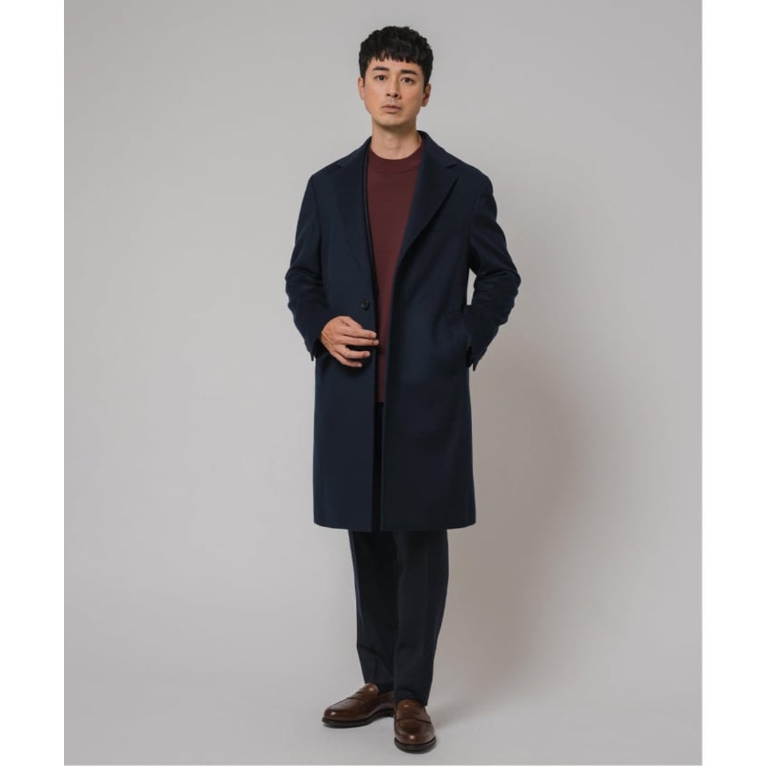 エディフィス EDIFICE SUPER 140's ウール / カシミヤ チェスター