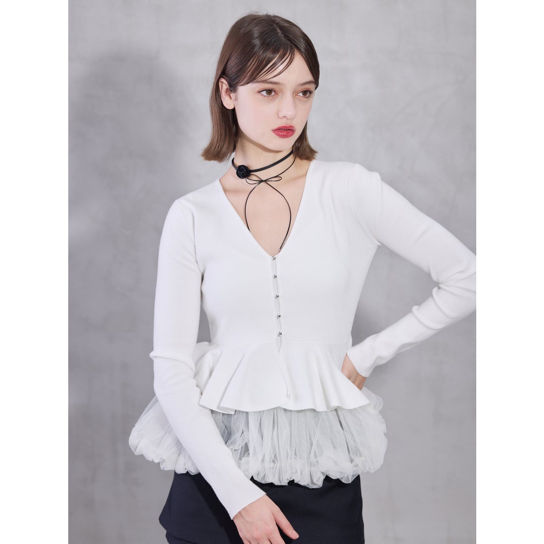 エイミーイストワール EIMY ISTOIRE バルーンヘムニットカーディガン