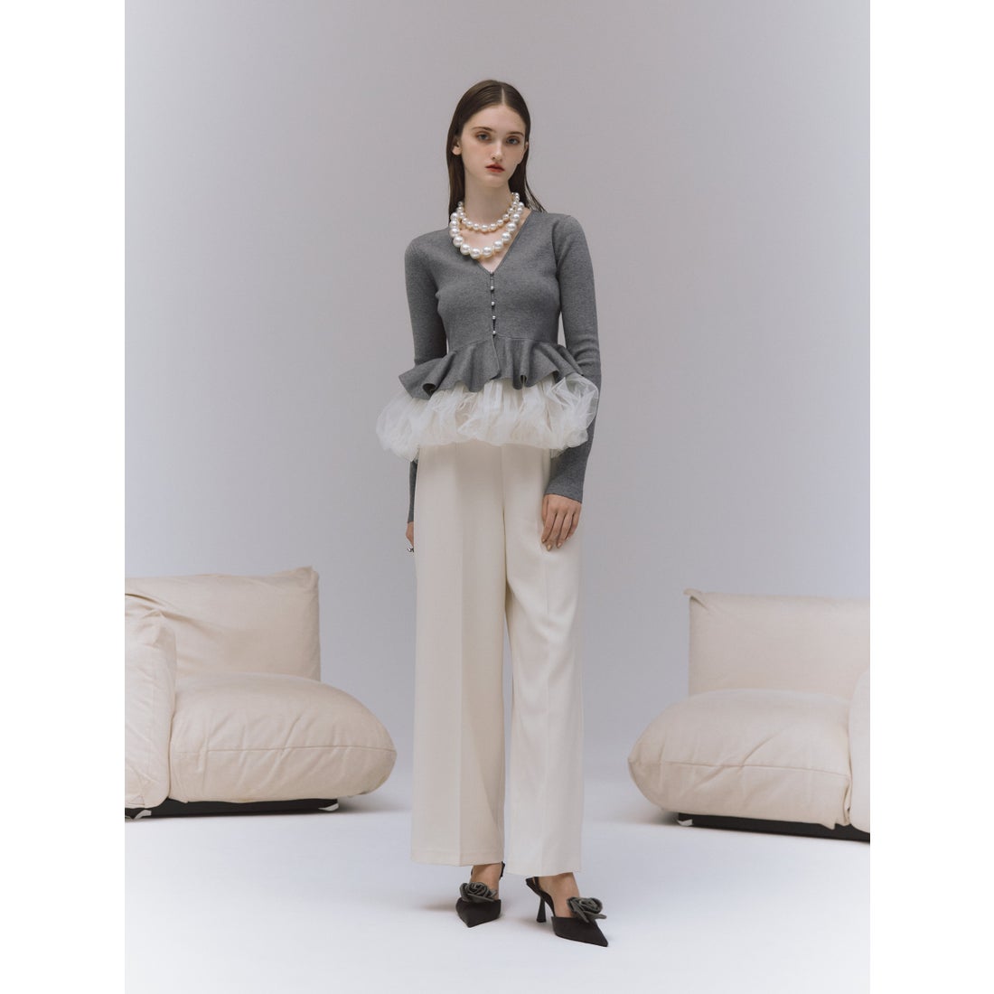 エイミーイストワール EIMY ISTOIRE バルーンヘムニットカーディガン