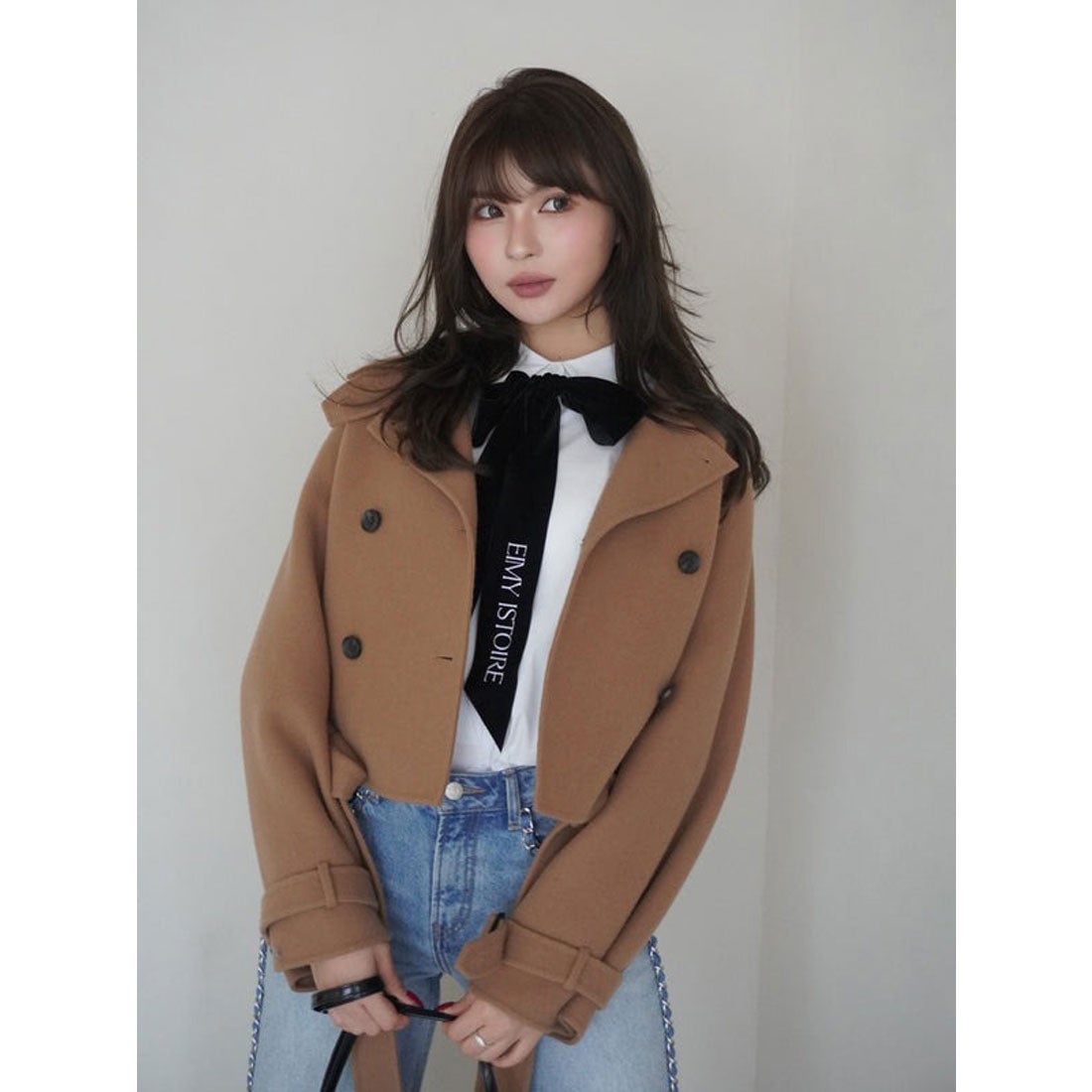 エイミーイストワール EIMY ISTOIRE ベルベットリボンロゴシャツ