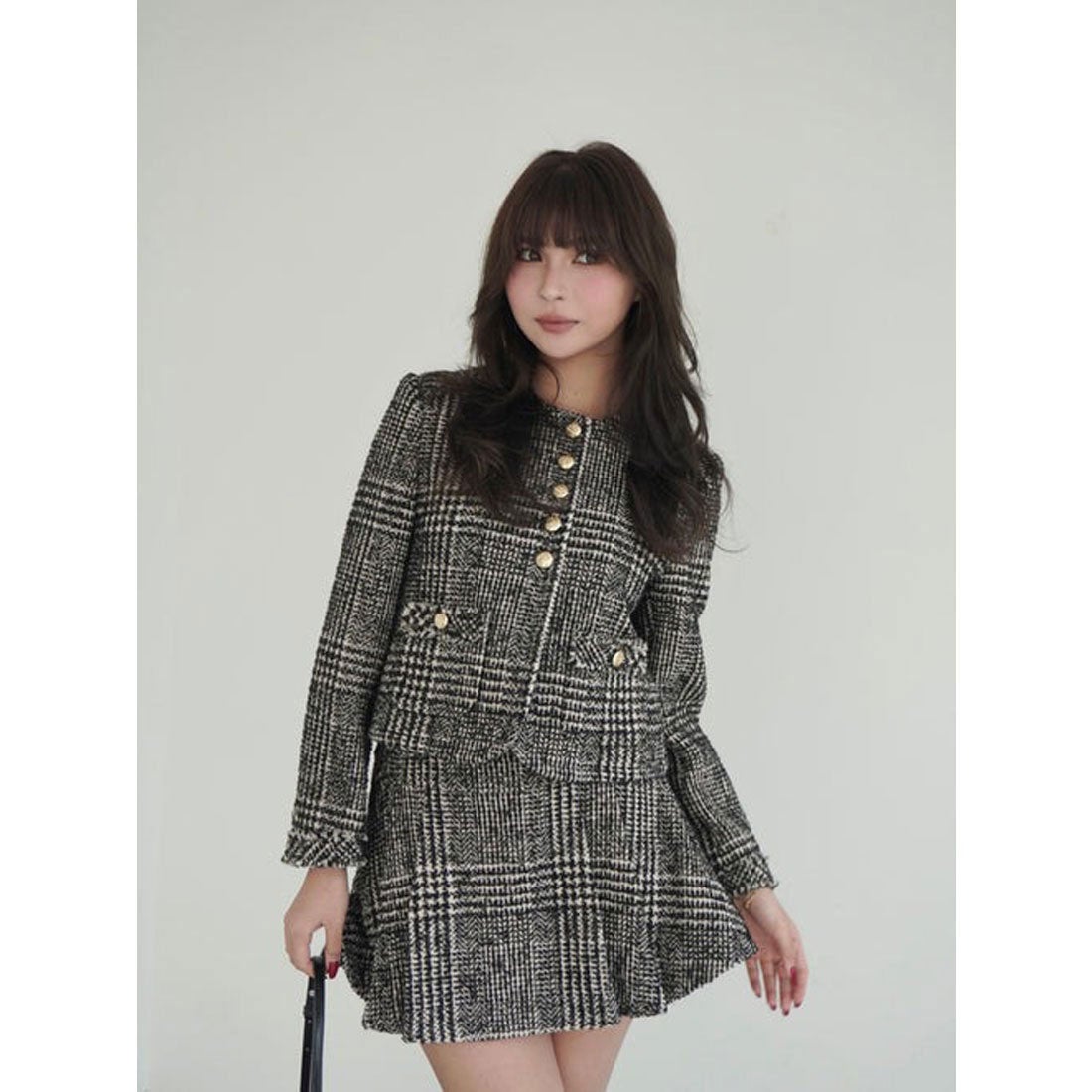 エイミーイストワール EIMY ISTOIRE ツイードノーカラージャケット