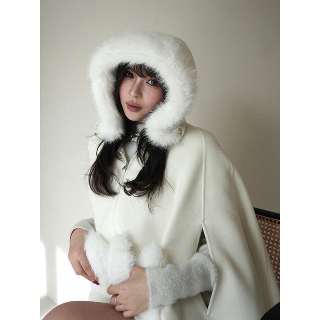 エイミーイストワール EIMY ISTOIRE ファーポケットスカラップマント