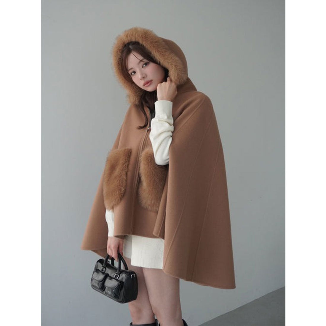 エイミーイストワール EIMY ISTOIRE ファーポケットスカラップマント